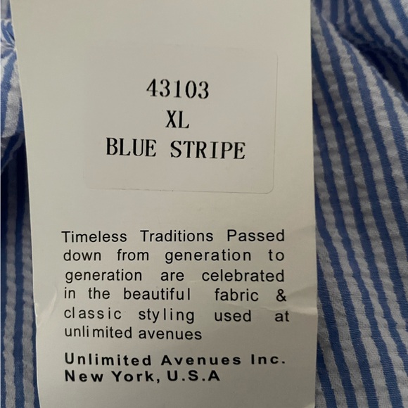 NWT Rebellion Embroidered Blue & White Striped Seersucker Shift Dress Sz XL - Picture 5 of 10